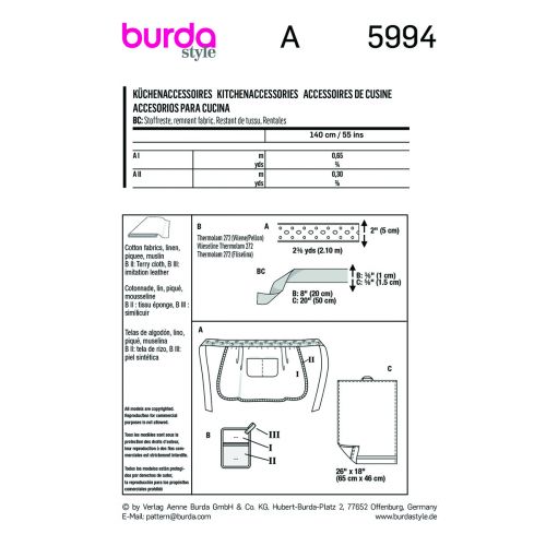 BURDA - 5994 KITCHEN ACCESSORIES