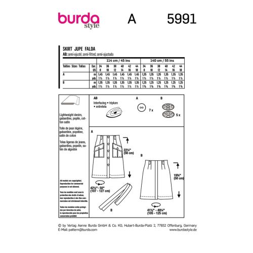 BURDA - 5991 - MISSE'S SKIRT